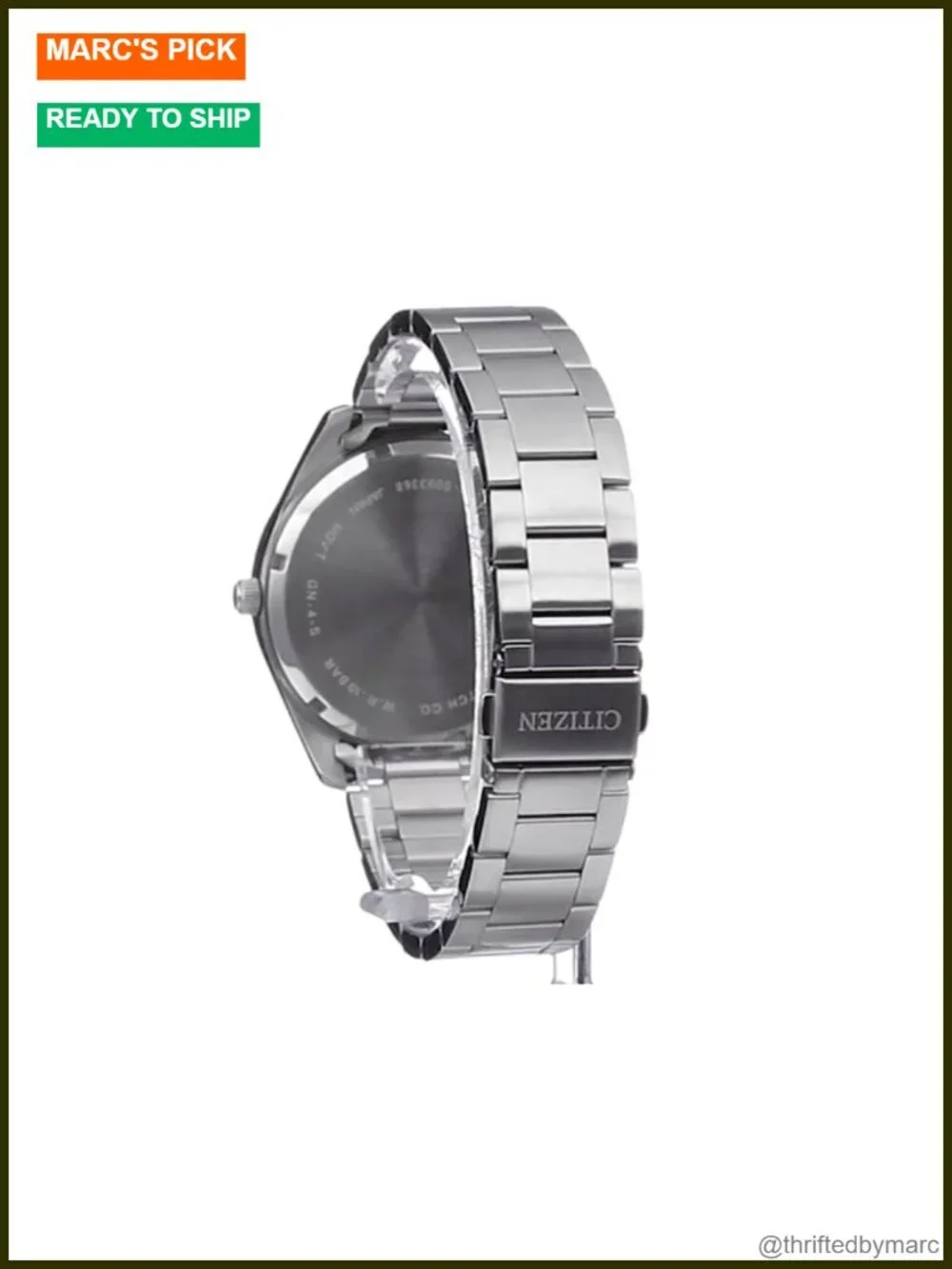 42mm Stainless Steel Japanese Quartz Watch with Fold-Over Clasp, Water
